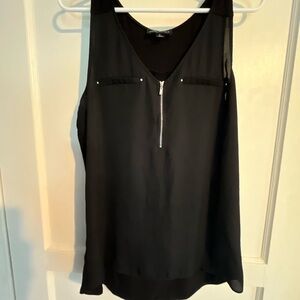 Chic Black Sleeveless Blouse with Zipper